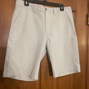 One Day Away‎ Men's Light Tan Flat Front Hybrid Stretch Shorts, Waist Size 34